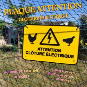 Plaque panneau attention clôture électrique